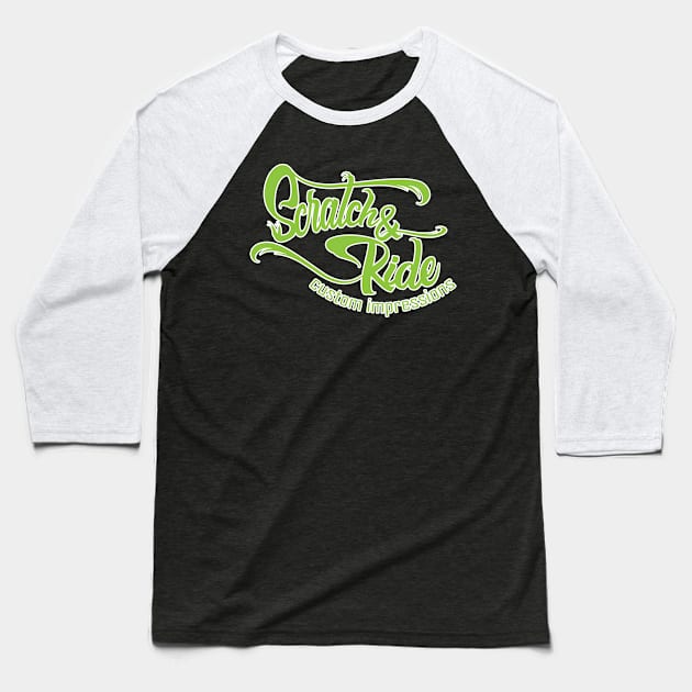 Scratch & Ride Brand (Lime Logo) Baseball T-Shirt by Scratch&Ride